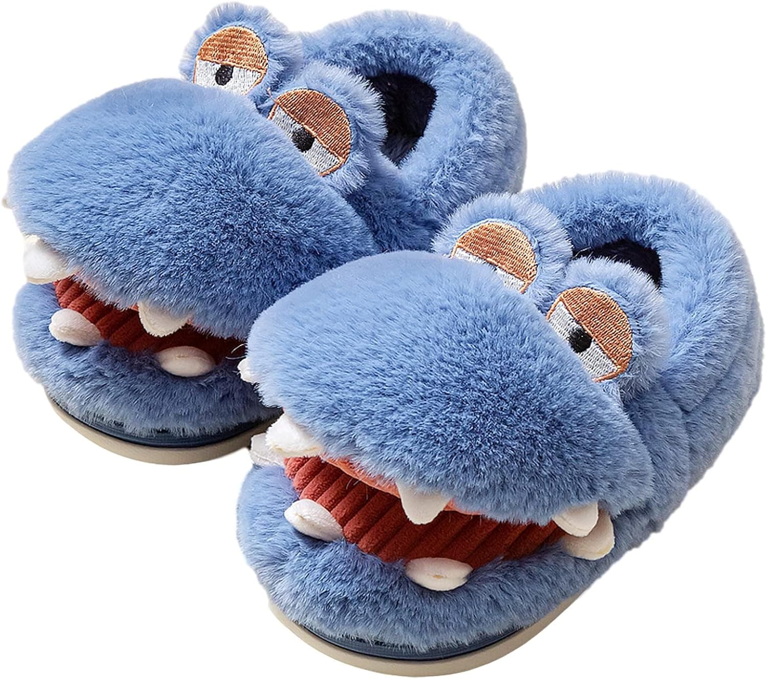 Toddler Kids Boys Girls Slippers House Slippers Cozy House Shoes Cute Dinasour Shape Soft Comforter Home Slippers Indoor Household Shoes Cartoon Slippers w. Non-Slip Rubber Sole & Closed Back
