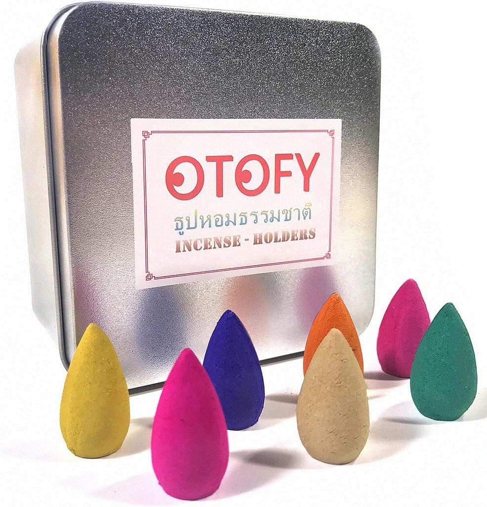 OTOFY 70 PCS Backflow Incense Cones Green Tea Incense Osmanthus Jasmine Incense Lavender Rose Sandalwood Mixed Natural Incense Cone, Backflow Incense Burners Special (Incense Cones)