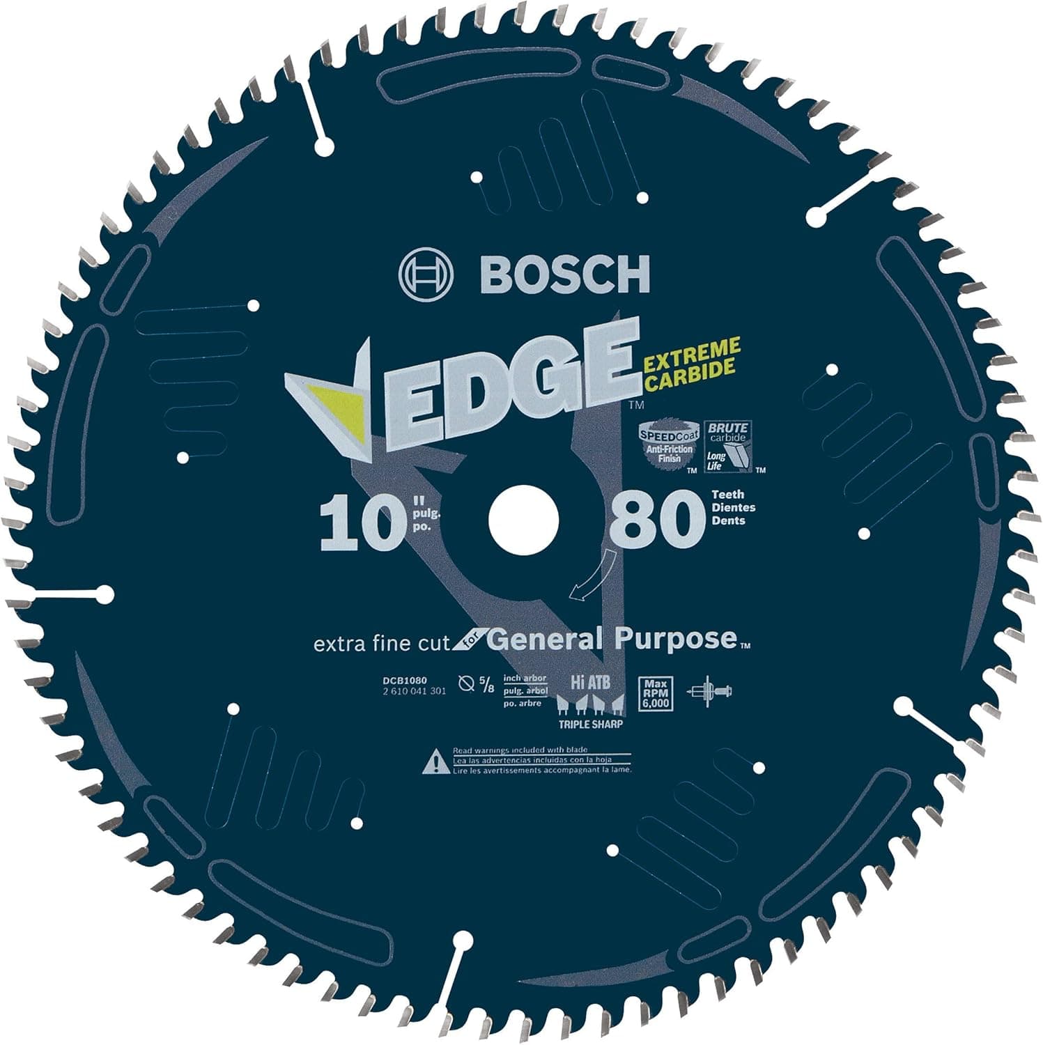 BOSCH DCB1080 10 In. 80 Tooth Edge Circular Saw Blade for Extra-Fine Finish for Melamine and Finished Plywood