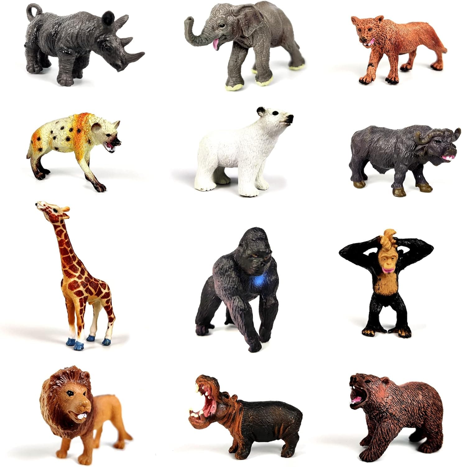 12 pcs Safari Animals, Farm Animals for Toddlers Kids 1 2 3 4 5+,Plastic Animals Figures Toys Set,African Jungle Realistic Jumbo Wild Zoo Animals Figurines, with Elephant, Giraffe, Lion, Gorilla