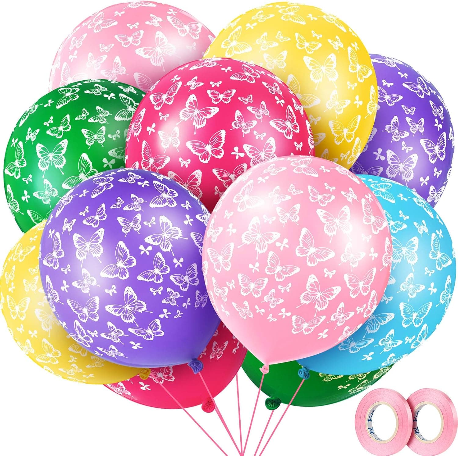 36 Pieces Butterfly Balloons Bright Colored Butterfly Print Latex Balloons Butterfly Fairy Balloons for Fairy Butterfly Princess Theme Party Supplies Birthday Wedding Baby Shower Decorations