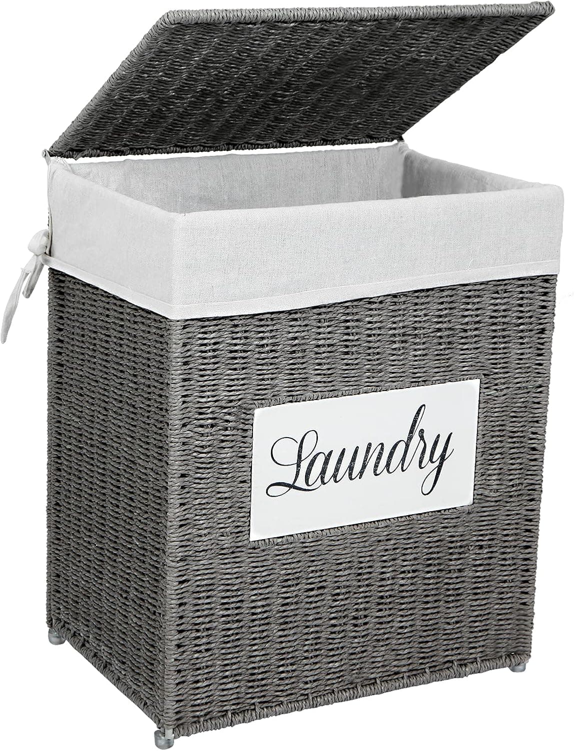 Mxfurhawa Slim Laundry Basket on Wheels, Heavy Duty Cotton Liner Laundry Storage Hamper with Handles, Collapsible Clothes Wire Basket Organizer Laundry Bag Beige (21.26 inches*17.72inches-G)