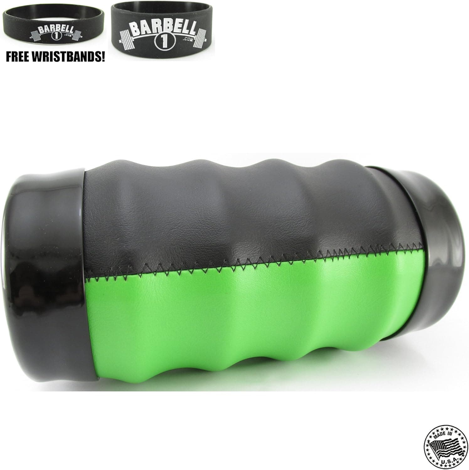 Barbell 1 Recoveroller + 2 Trigger Point Therapy Massage Balls - High Density Deep Tissue Foam Roller for Advanced Self-myofascial Release Great for Travel (Black/Green XL, 18 Inches)