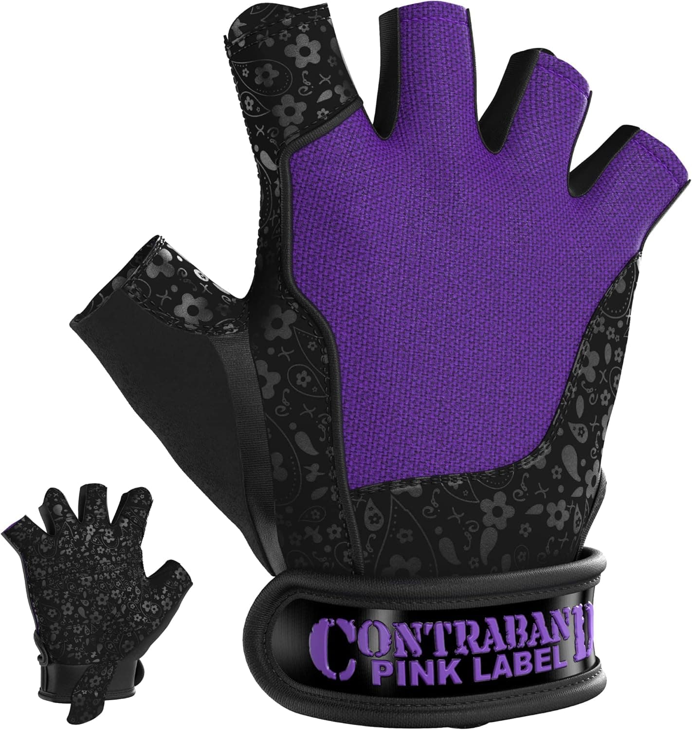 Contraband Pink Label 5127 Womens Vegan Weight Lifting Gloves w/ Synthetic Microfiber Amara Leather (Pair) - Machine Washable Fingerless Workout Gloves Designed for Women