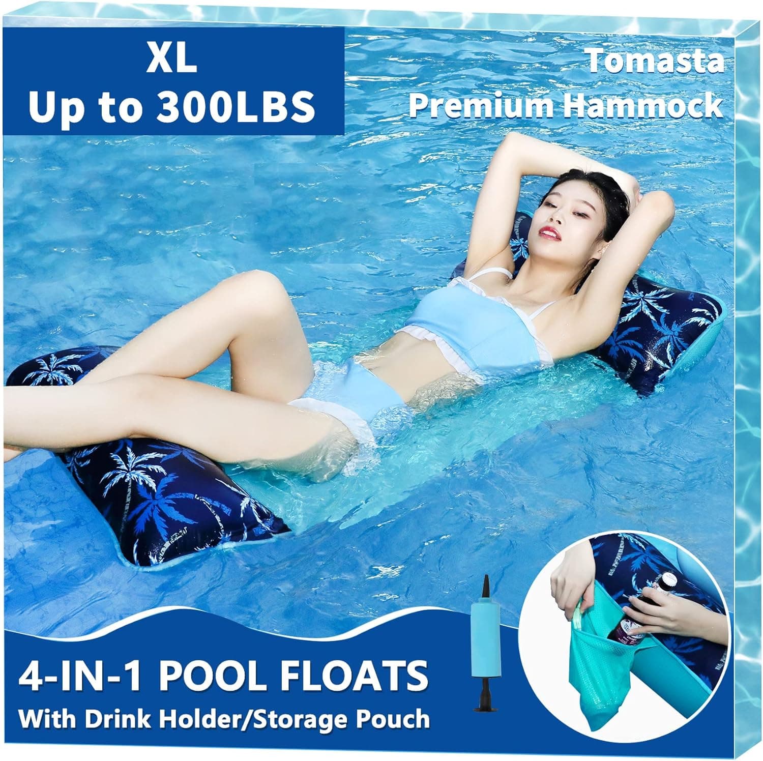 Fabric Pool Floats Adult, Lake Floats for Swimming Pool, XL Size Mesh Premium Pool Hammock,Water Inflatable Lounger-Chair-Raft-Drifter-Saddle,Luxury Inflatable Pool Float
