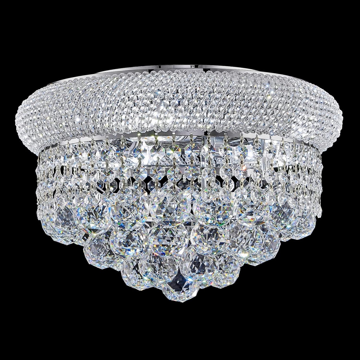 Homeooze 5 - Light 14" Crystal Flush Mount Chandelier Ceiling Light Fixture for Bathroom Hallway Entryway Closet Bedroom Laundry Chrome Finish