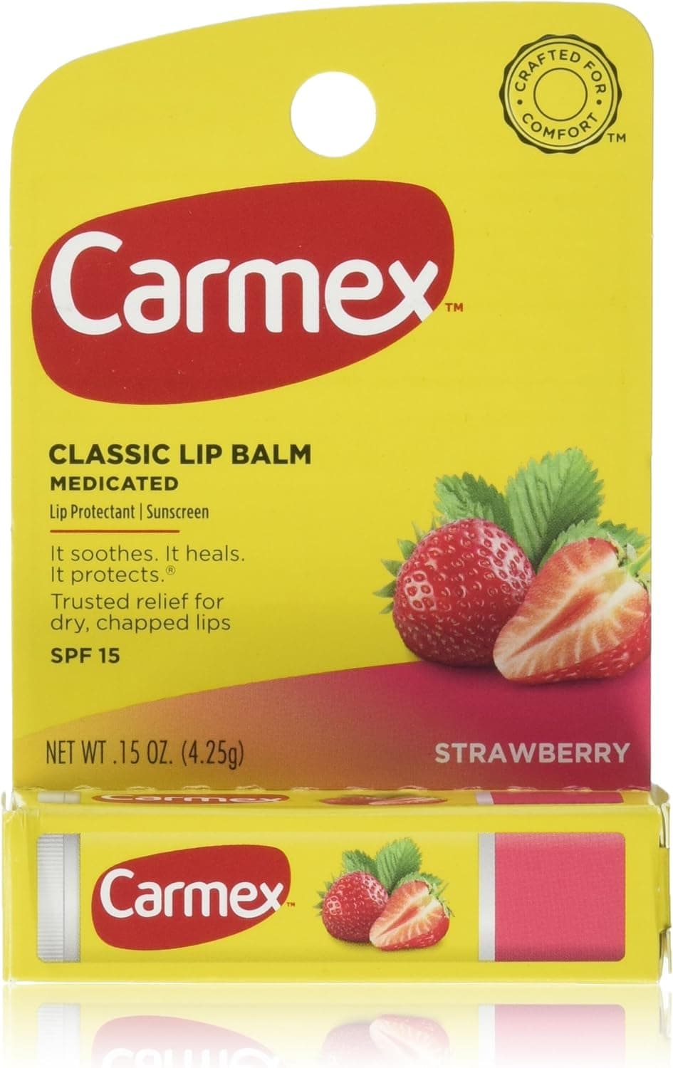 Carmex Click-Stick Moisturizing Lip Balm SPF 15 Strawberry 0.15 oz (Pack of 3)