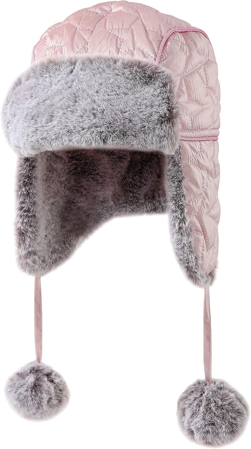 accsa Kids Girls Winter Trapper Earflap Warm Soft Faux Fur Lined Trooper Pom Pom Hat Christmas 3-6Y