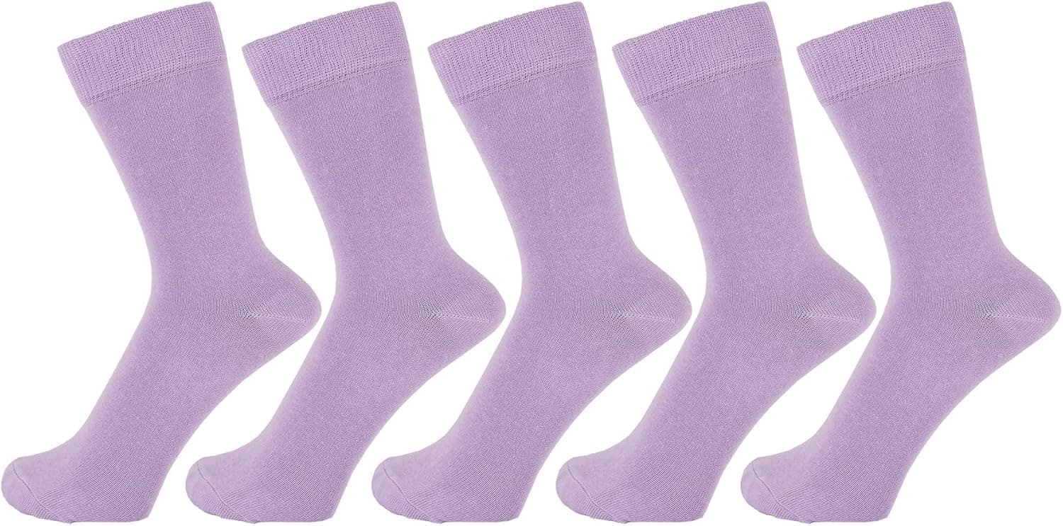 ZAKIRA Finest Combed Cotton Dress Socks in Plain Vivid Colours for Men, Women - 5 Pack
