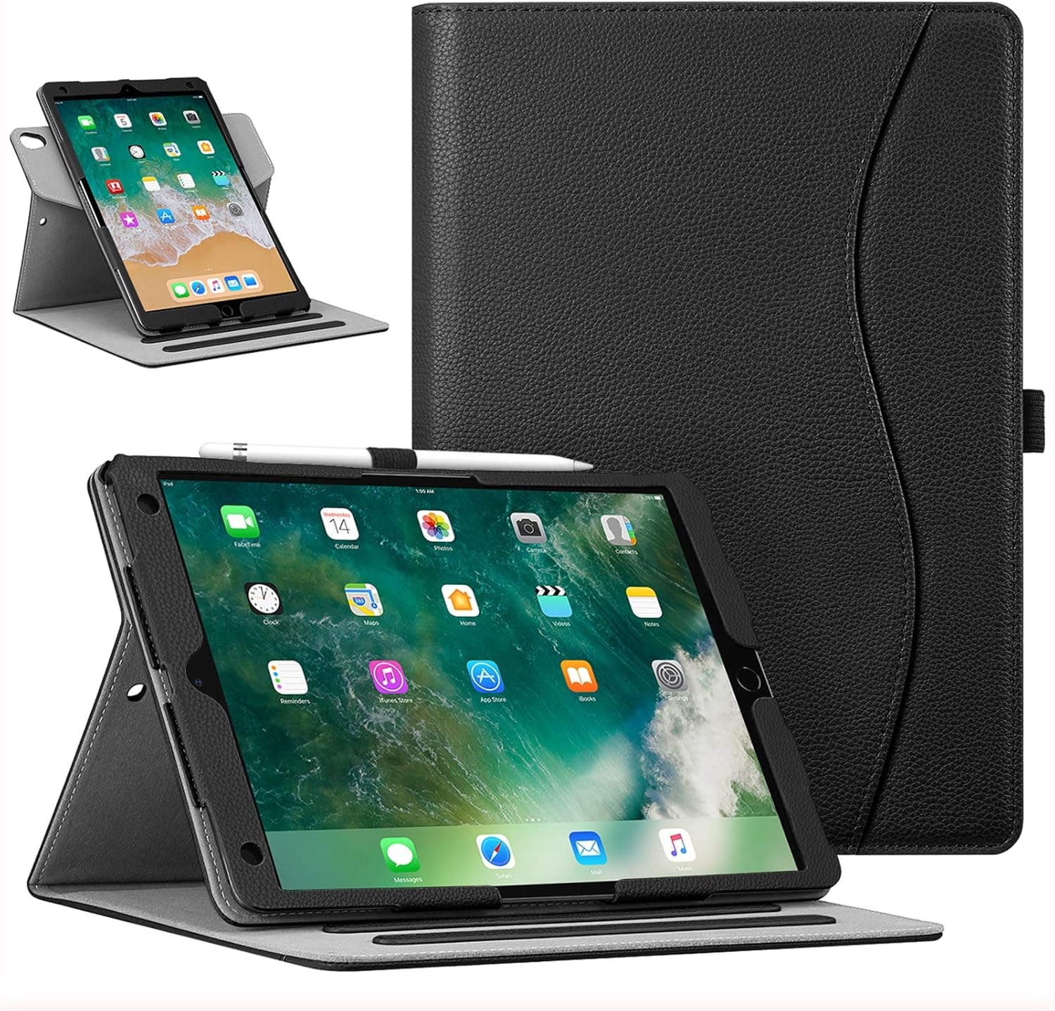 Fintie Case for iPad Air (3rd Gen) 10.5" 2019 / iPad Pro 10.5" 2017 - [Corner Protection] 360 Degree Rotating Smart Protective Stand Cover with Pocket, Pencil Holder, Auto Sleep/Wake, Black