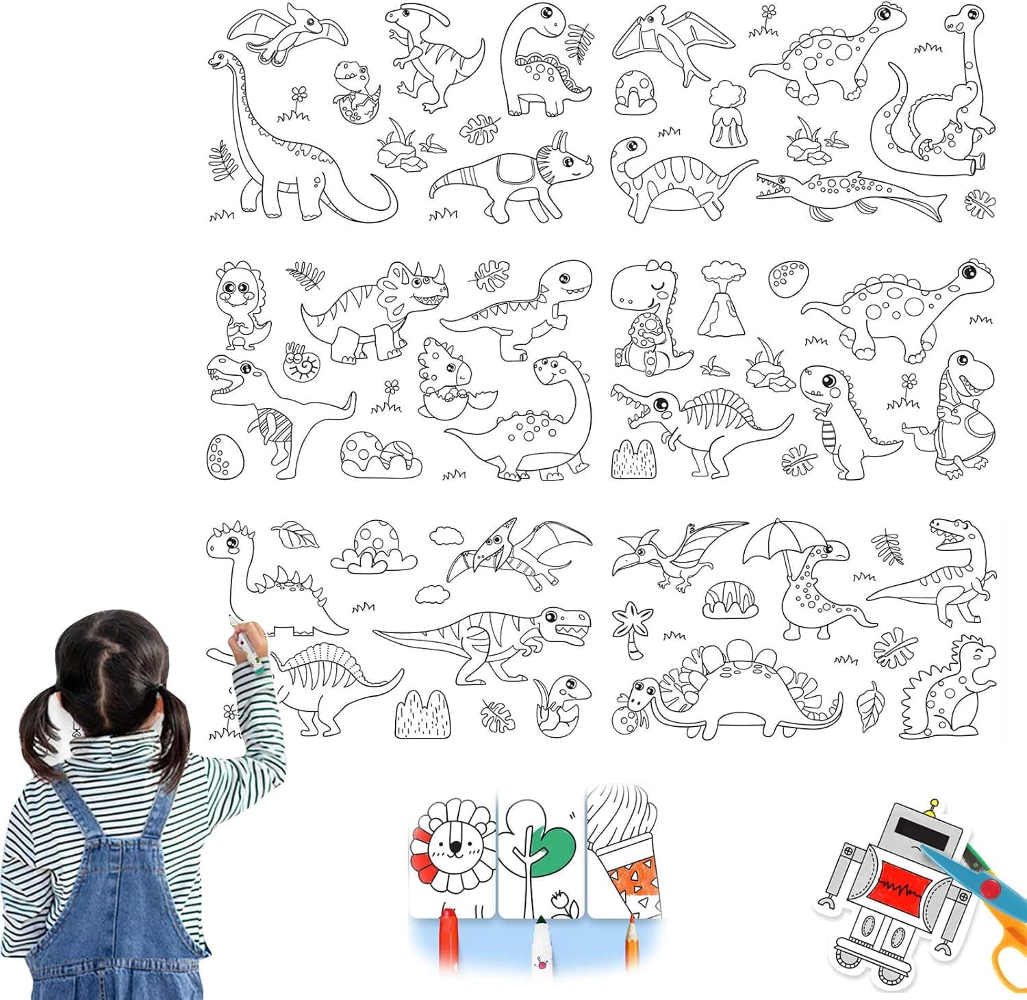 Children's Drawing Roll - Coloring Roll for Kids, 118.11" x 11.81" Children's Drawing Paper,DIY Painting Drawing Color Filling Paper, Creative Fun and Play for Kids Early Education (E)