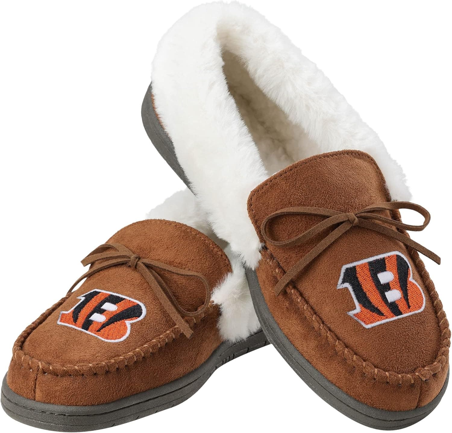 FOCO Womens NFL Team Logo Tan Moccasin Slippers