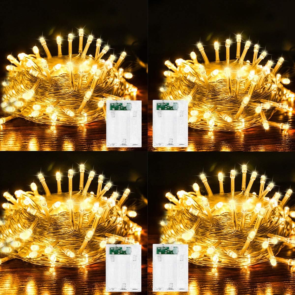 4 Pack LED String Lights Battery Operated Fairy String Lights Twinkle Decorative Lights 100 LED 33ft Battery Powered Starry Lights for Bedroom, Wedding, Chirstmas, Festival Party, Garden, Patio Decor
