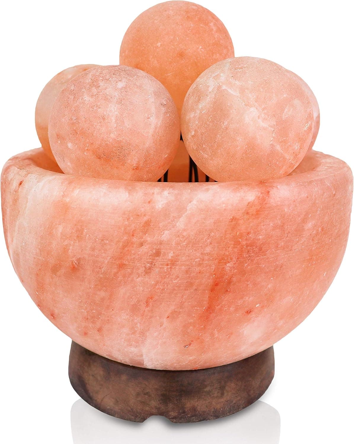 Himalayan Secrets Abundance Bowl Salt Lamp with Massage Balls 6" 25-Watt Bulb and Dimmer Included (6" Bowl w/ 6 Massage Balls)
