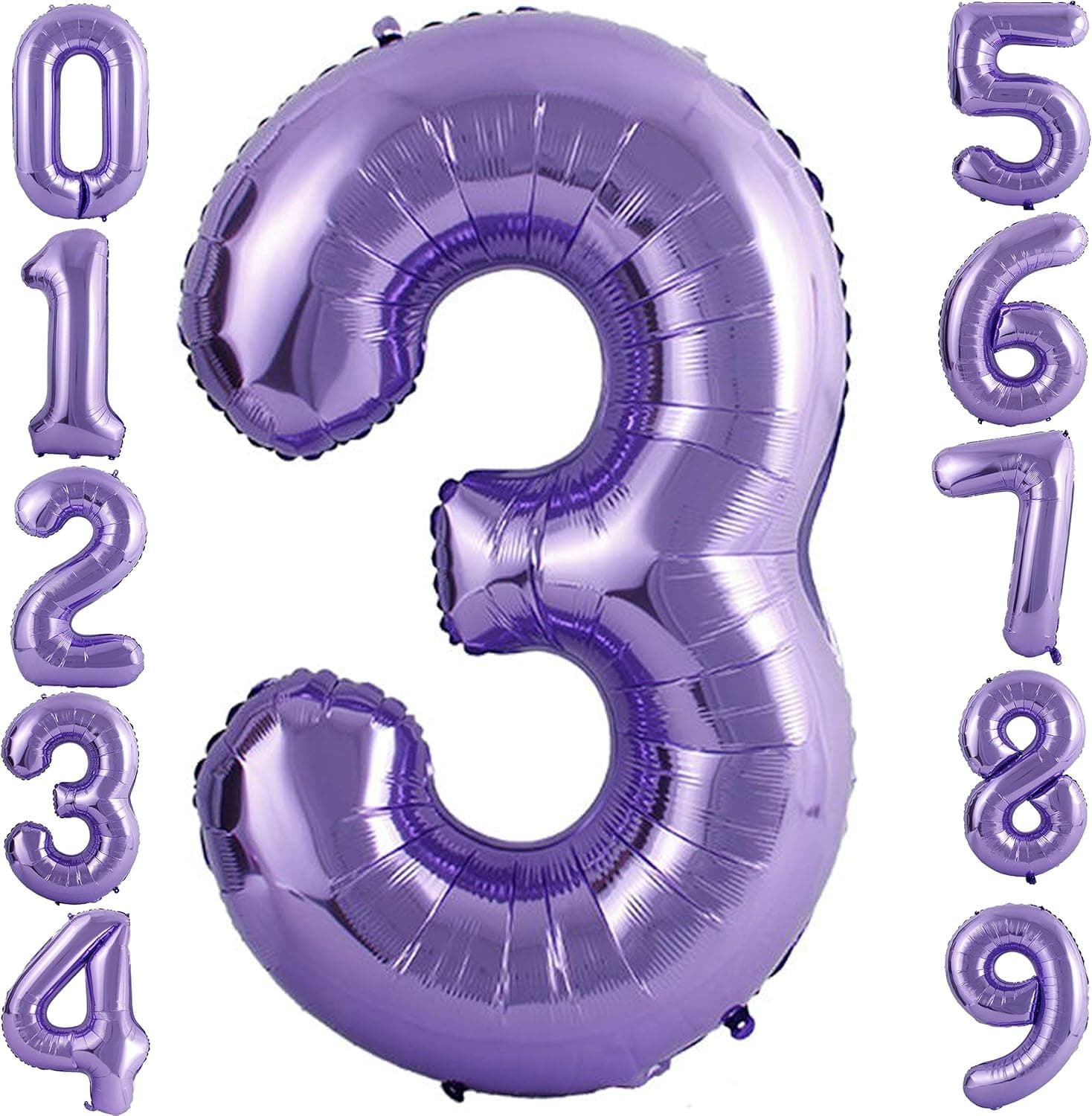 PartyMart Purple Foil Balloons Number 3, 40 inch