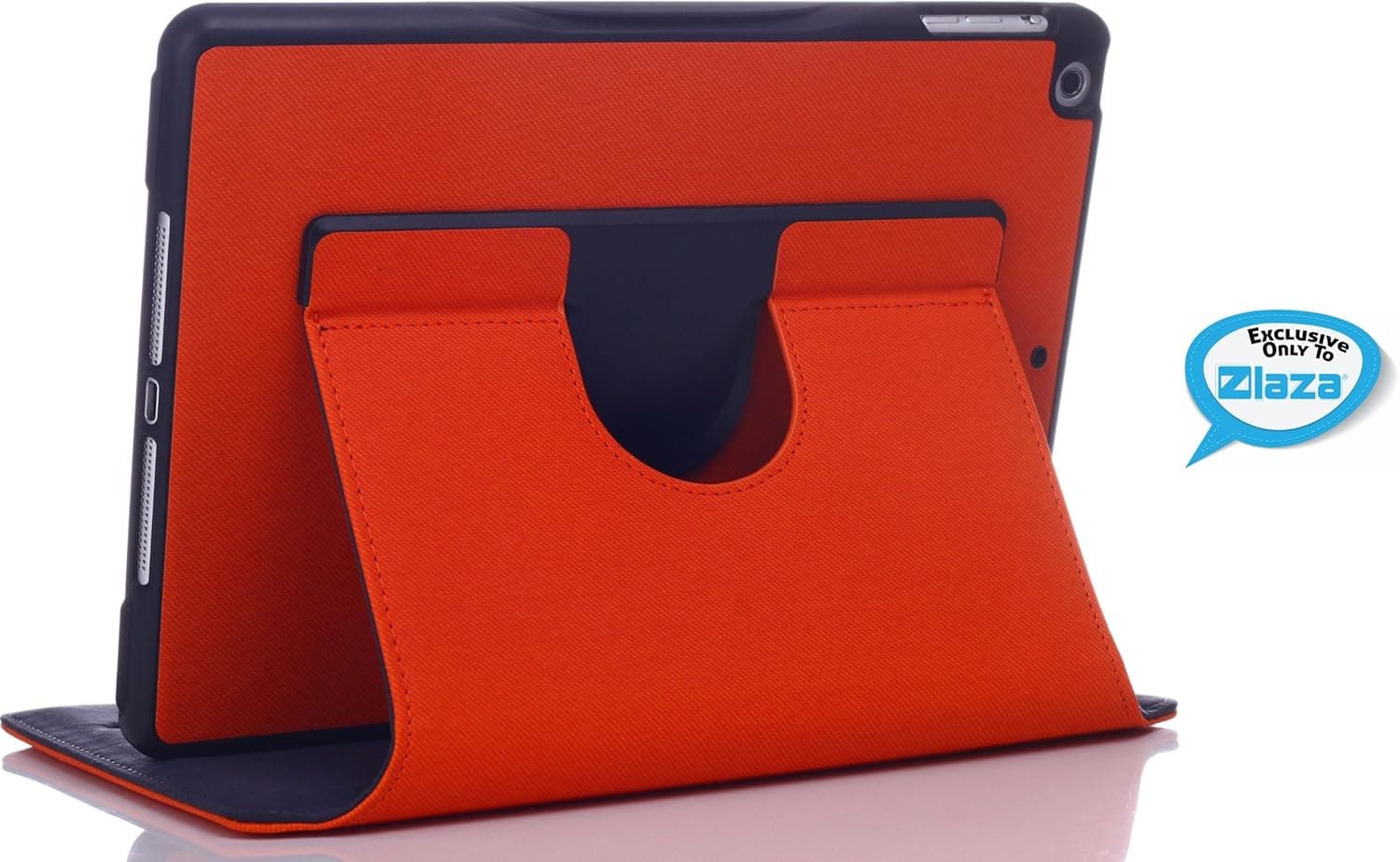 Laza Zip Grip iPad Air 360 Degree Roating Case with Elastic Band Closure and Smart Cover Compatible (Smart Cover NOT Included)- Orange