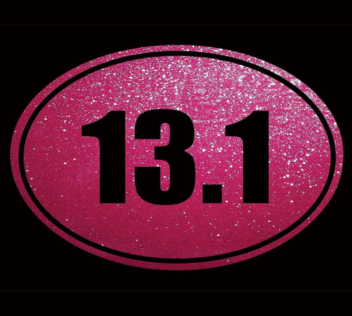 ABC DECALS Euro Oval Cross Country Distance Running Runner Race Run 13.1 Half Marathon Car Decal Vinyl Wall Sticker (4"x6") (Glitter Pink)