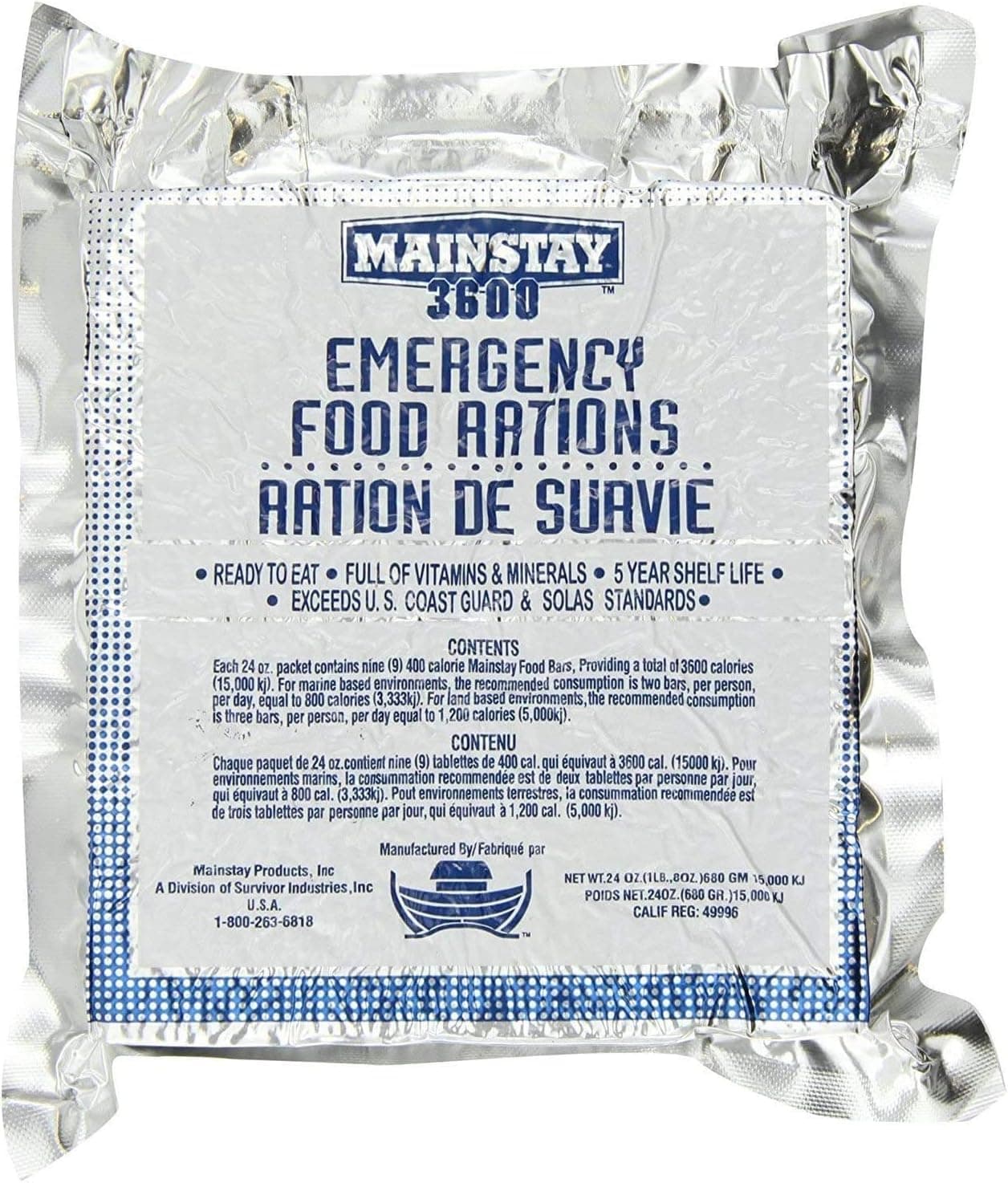 Mainstay Emergency Food Rations - 3600 Calorie Bars