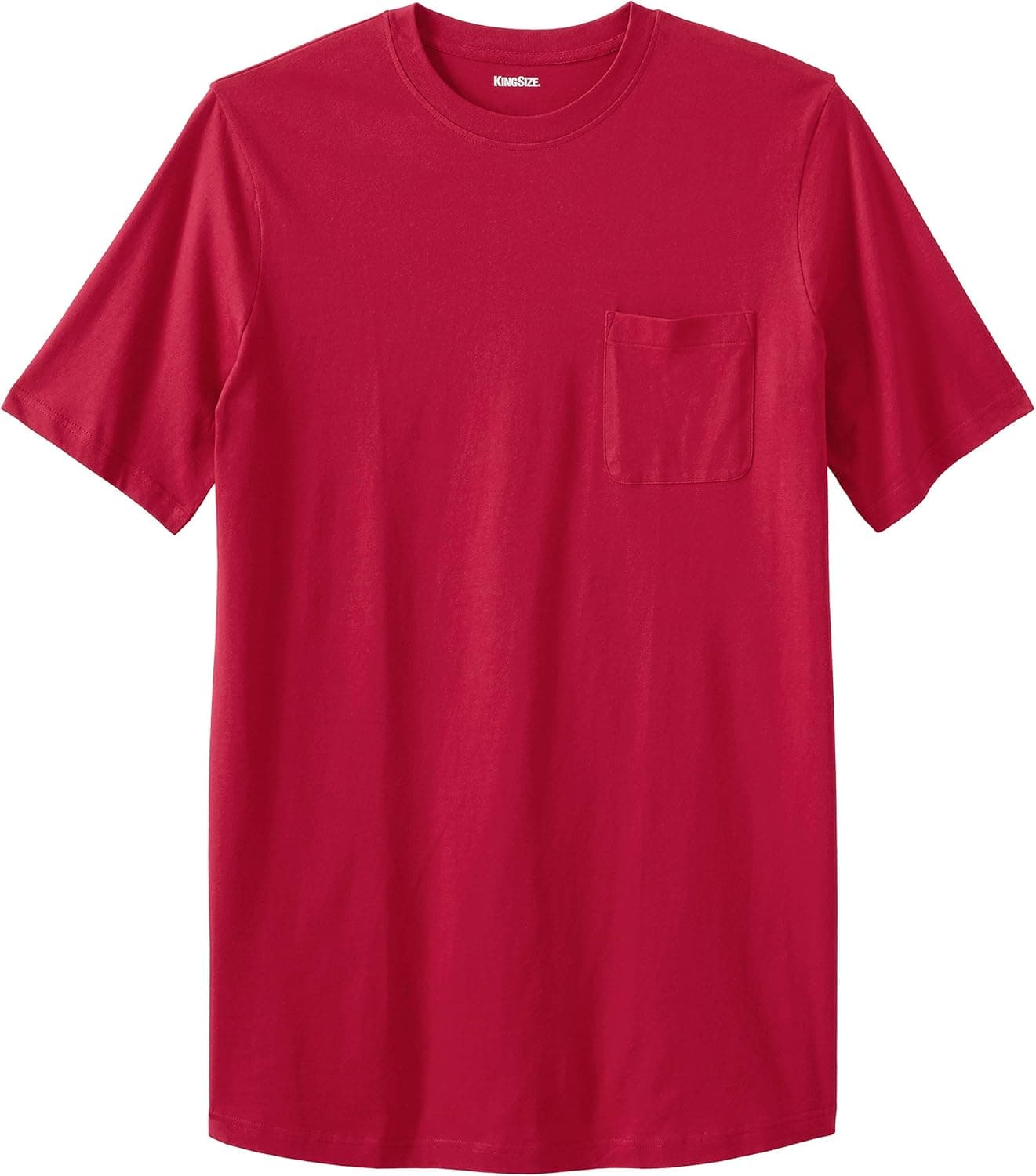 KingSize Men's Big & Tall Shrink-Less™ Lightweight Longer-Length Crewneck Pocket T-Shirt - Big - 7XL, Red