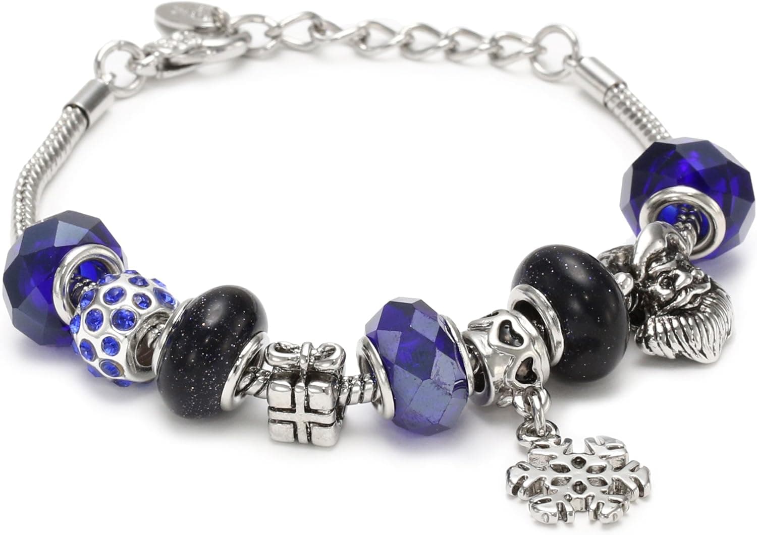 Amazon Collection Charmed Feelings Blue Sandstone Holiday Charm Bracelet, 7" + 1.5" Extender