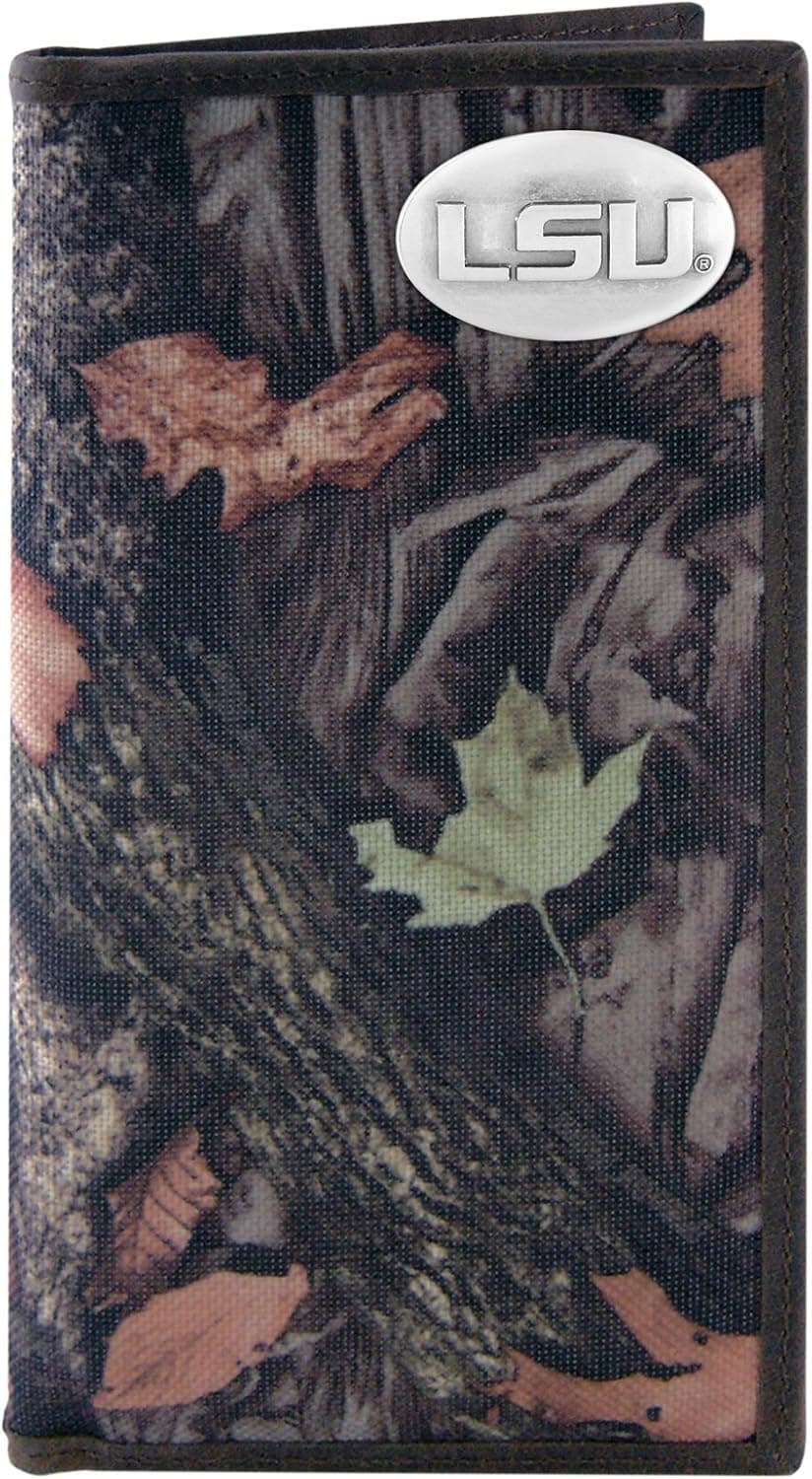 NCAA LSU Tigers Zep-Pro Fencerow Nylon Long Secretary Concho Wallet, Camouflage