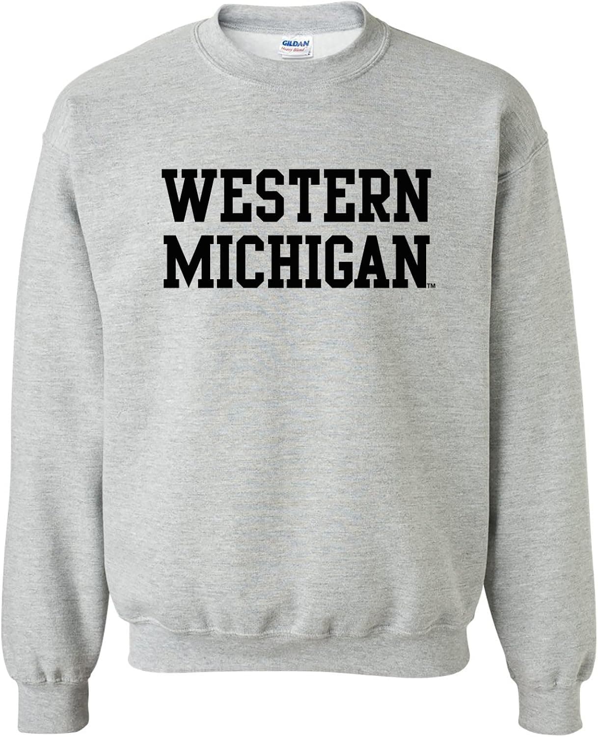 AW01 - Western Michigan Broncos Basic Block Crewneck Sweatshirt - Medium - Grey