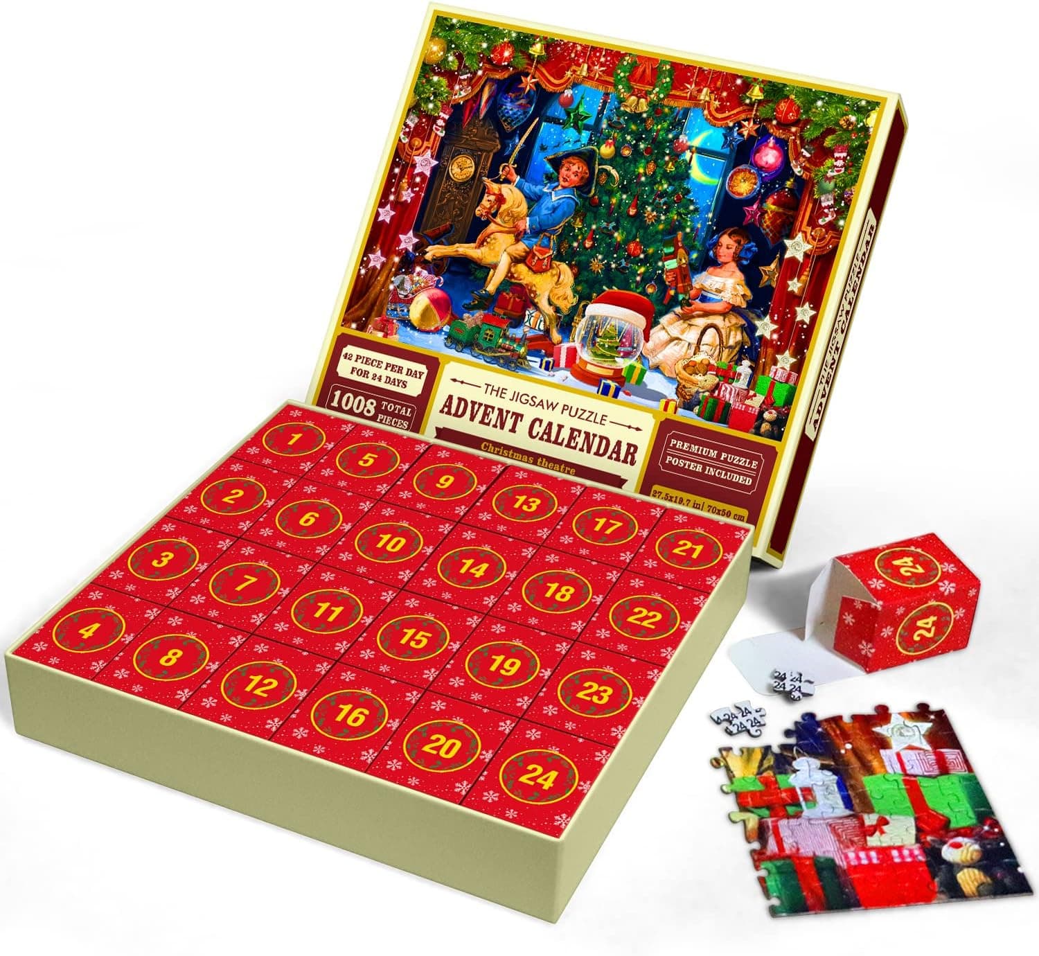 Advent Calendar 2022 Jigsaw Puzzle for Adults and Kids - Christmas 24 Days Countdown Calendars Christmas Gifts for Boys Girls - 1008 Pieces Christmas Puzzle in 24 Boxes - Christmas Theatre(27.56 x 19.68 Inch)