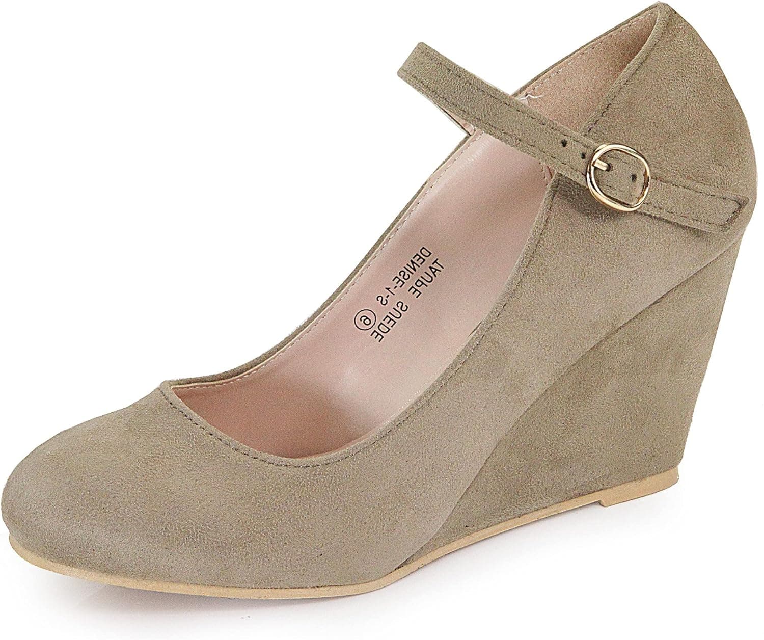Bella Marie Denise Women's Round Toe Wedge Heel Mary Jane