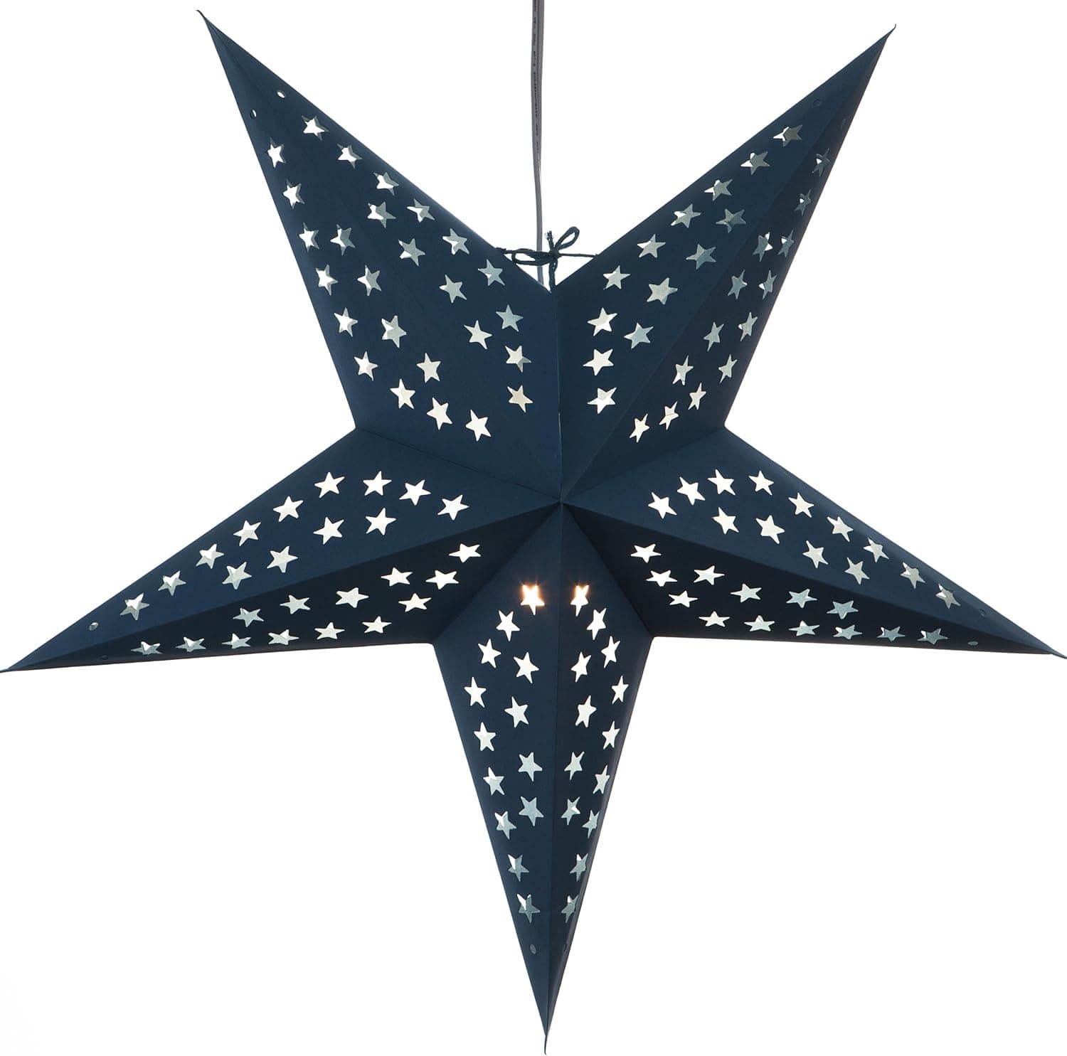 Solid Blue Paper Star Lantern with 12 Foot Power Cord Included
