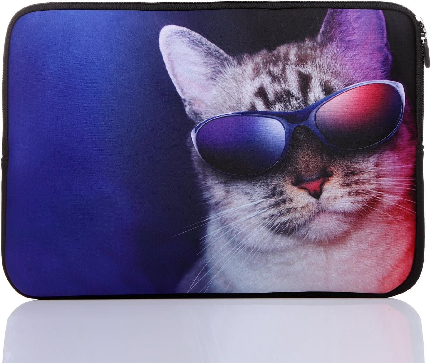 13.3-Inch to 14-Inch Neoprene Laptop Sleeve Case for 13 13.3 13.9 14 14.1" Inch MacBook Air Pro/Notebook (13.3-14 Inch, Blue Cat)