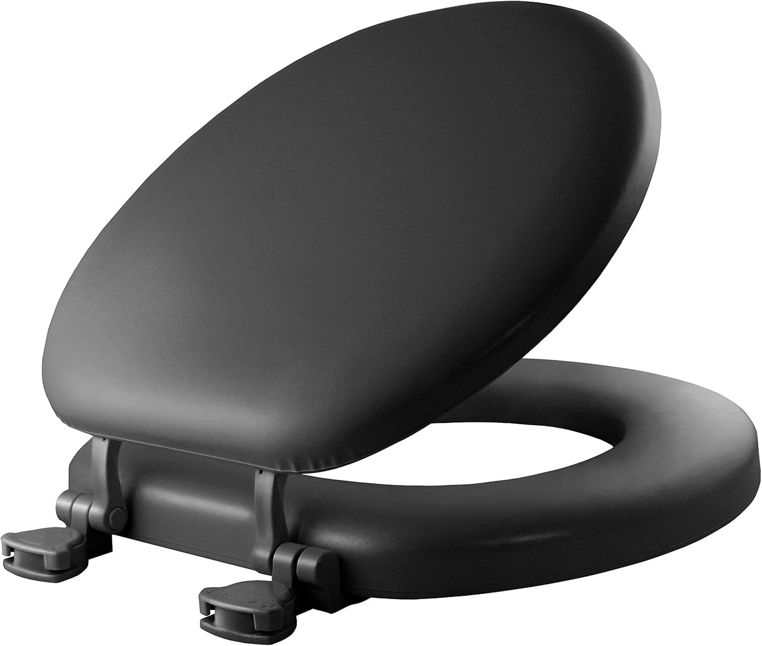 Mayfair 815EC 047 Removable Soft Toilet Seat that will Never Loosen, ROUND - Premium Hinge, Black