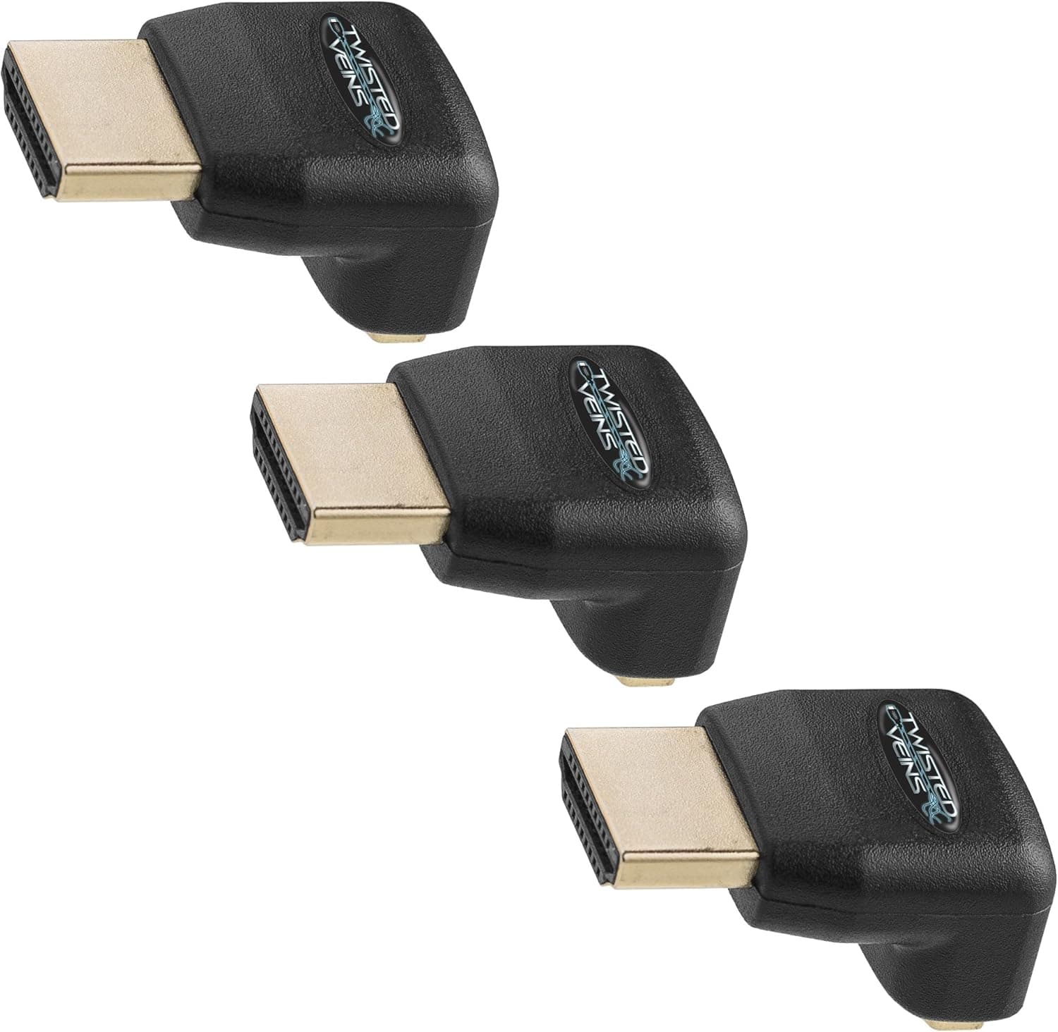 Twisted Veins HDMI 90 Degree, 3-Pack, Right Angle Adapters/Connectors