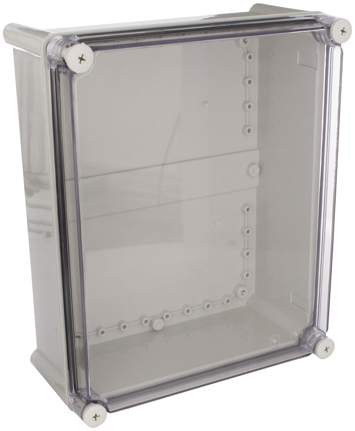 BUD Industries NBD-10469 Plastic Indoor Box with Clear Door 13.42" L x 11.05" W x 5.11" H, Gray
