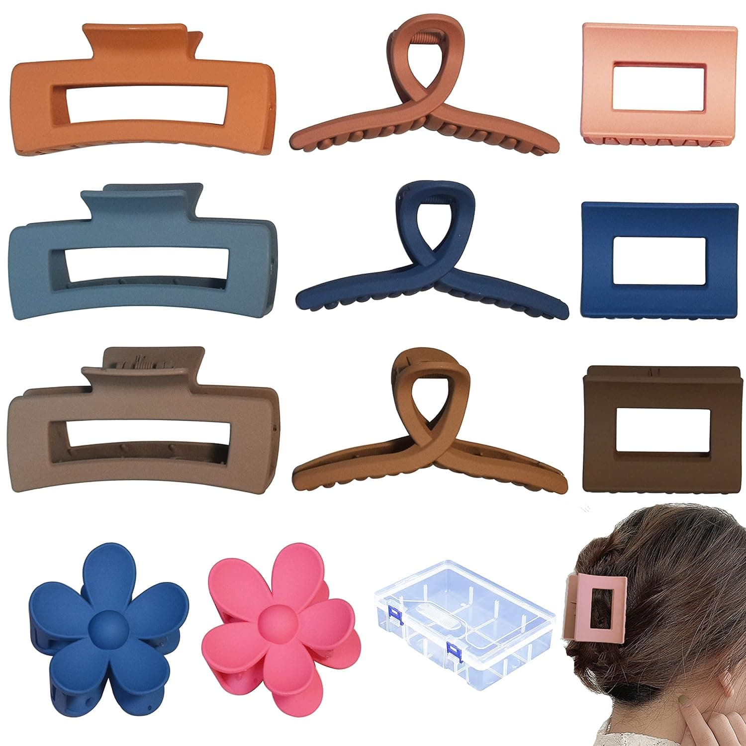 11 PCS Hair Claw Clips for Women,Flower Hair Clips for Thin thick long curly Hair,4 Styles Strong Hold Medium Hair Accessories