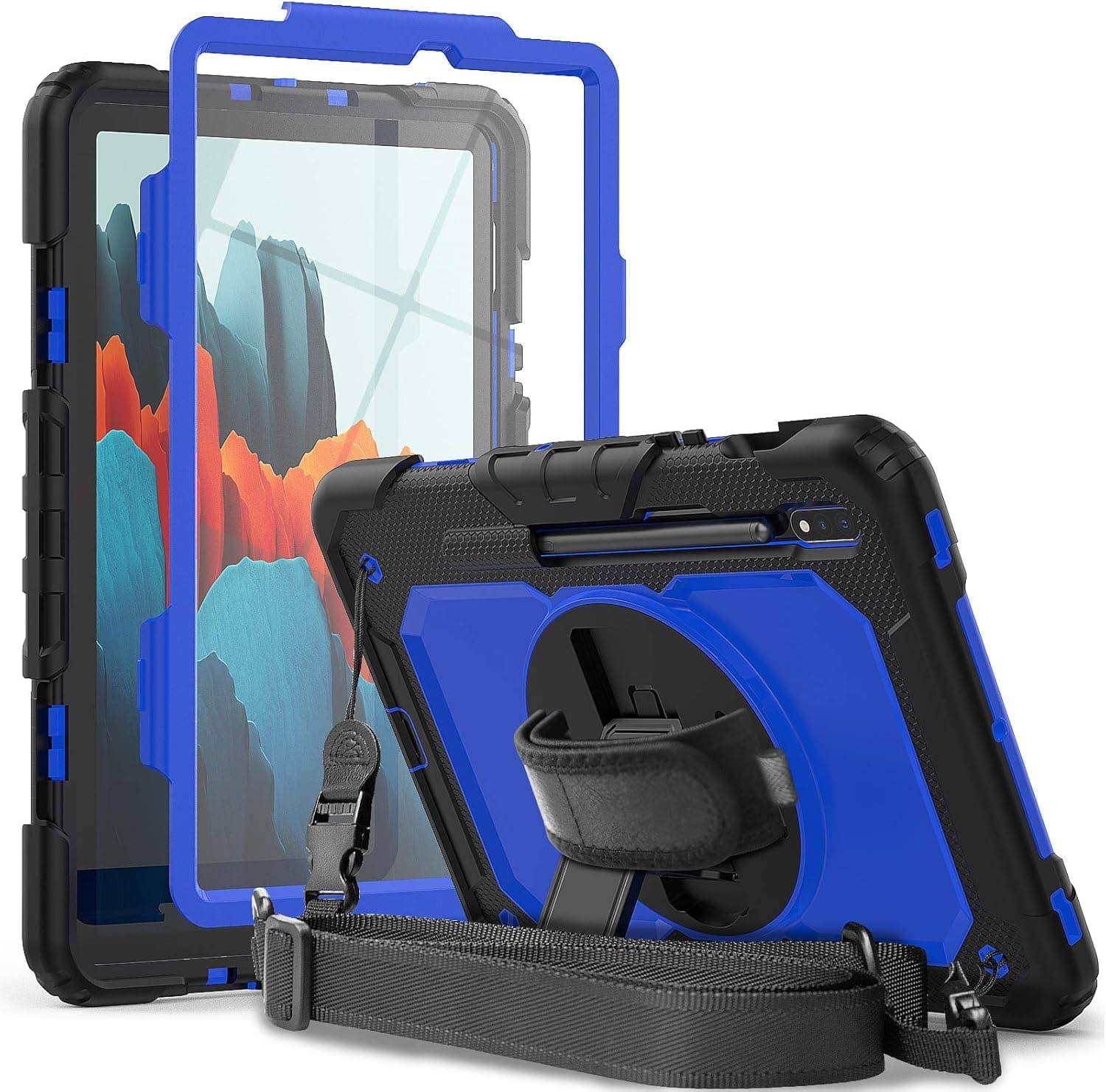 Samsung S8/S7 11 Inch Case SM-X700/X706/SM-T870/T875/T878 | Herize Galaxy Tab S7 Case with Screen Protector Pen Holder | Rugged Heavy Duty Shockproof Cover W/Kickstand Hand Strap Shoulder Strap