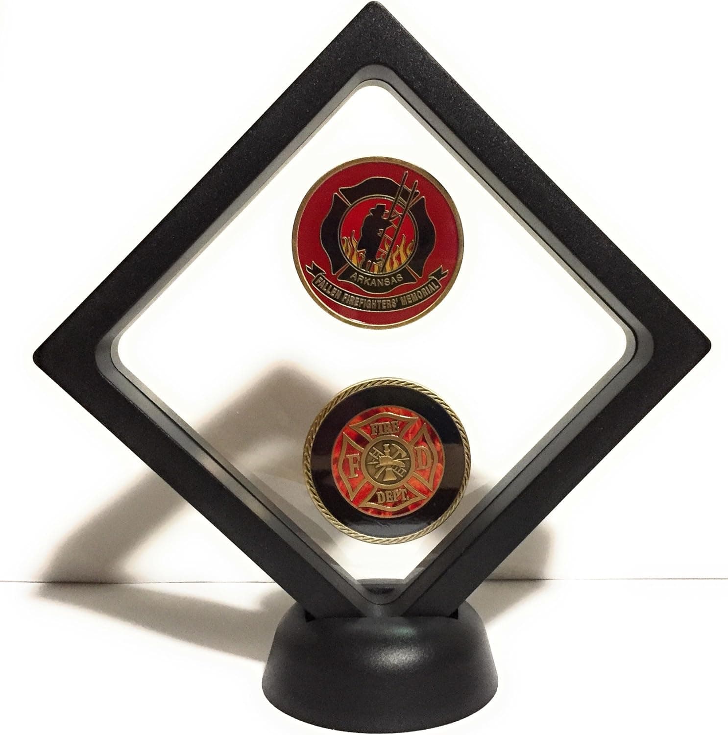 RecoveryChip Black Diamond Large Square Medallion Challenge Coin Chip Display Stand Holder Magic Suspension Box 11cmx11cm