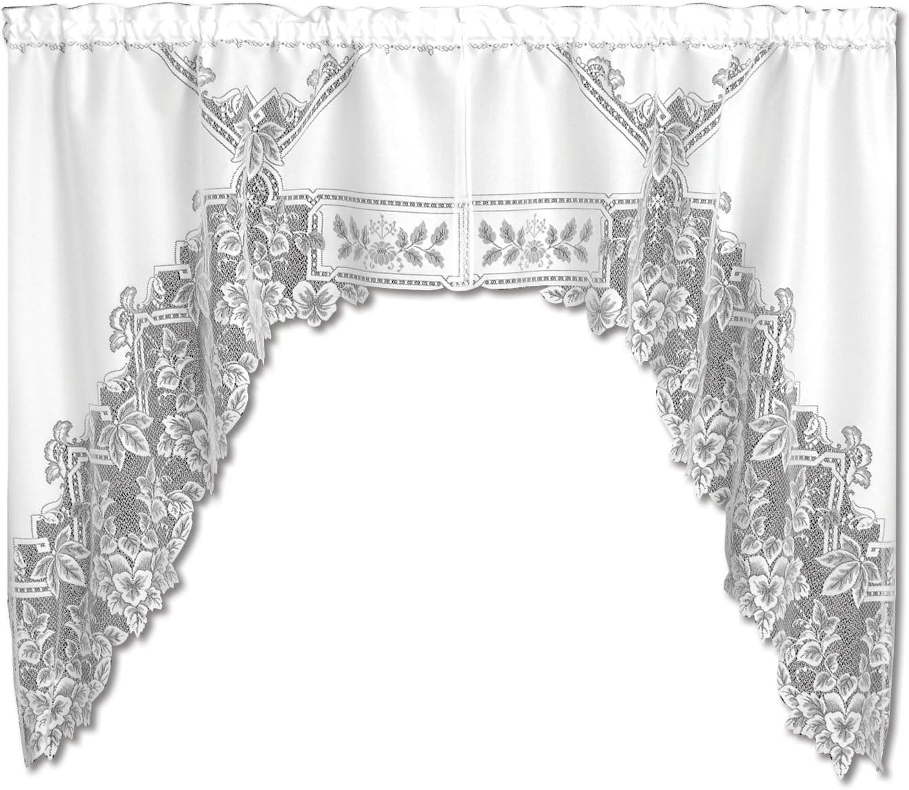 Heritage Lace Heirloom 70-Inch Wide by 45-Inch Drop Swag Pair, White