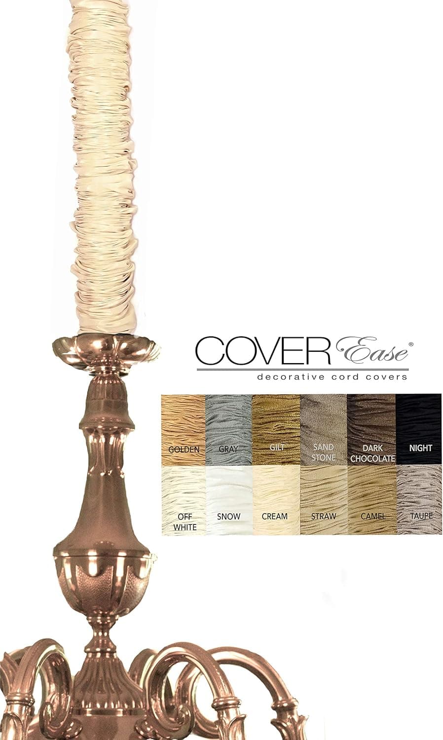 Cream CoverEase Chandelier Chain Cover 4 Ft Long Dark Cream
