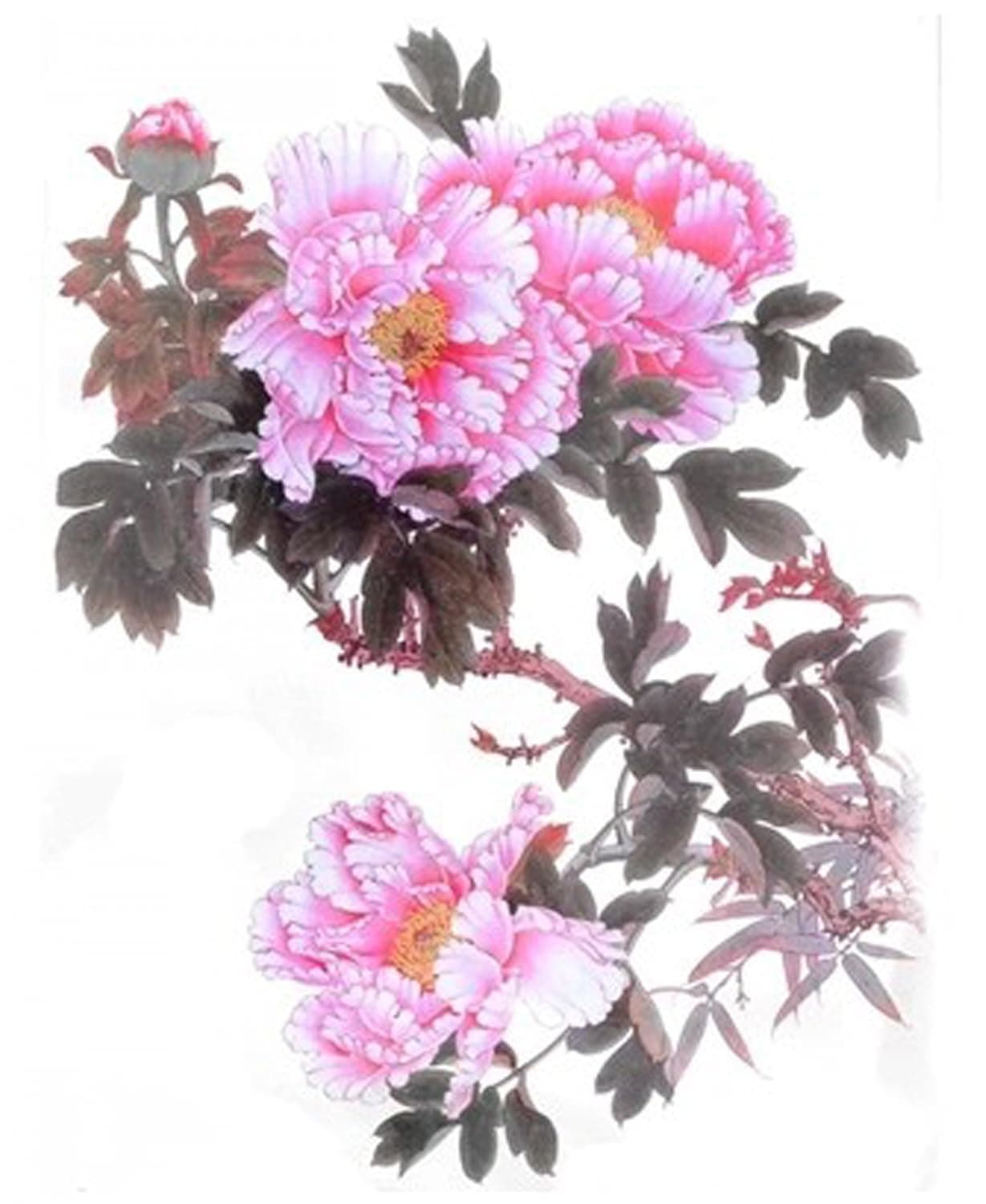 GGSELL Extra large dimension Length 12.6" X Wide 8.66" beautiful peony temporary tattoos for full back for women