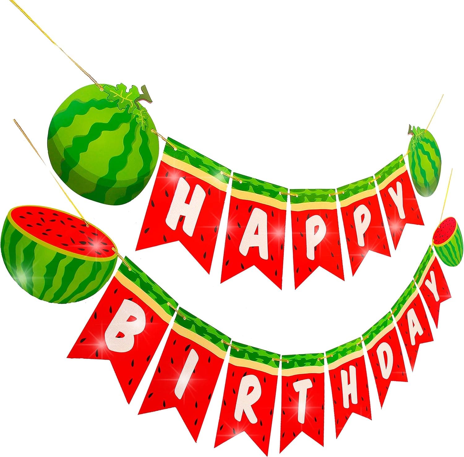 Watermelon Happy Birthday Banner Fruits Banner Decorations for Watermelon Summer Theme Party Supplies