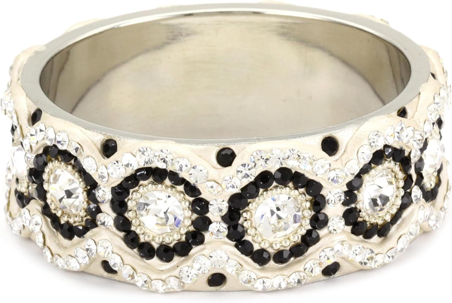 Chamak by priya kakkar Bangle Of Black Circle Crystals and White Crystals