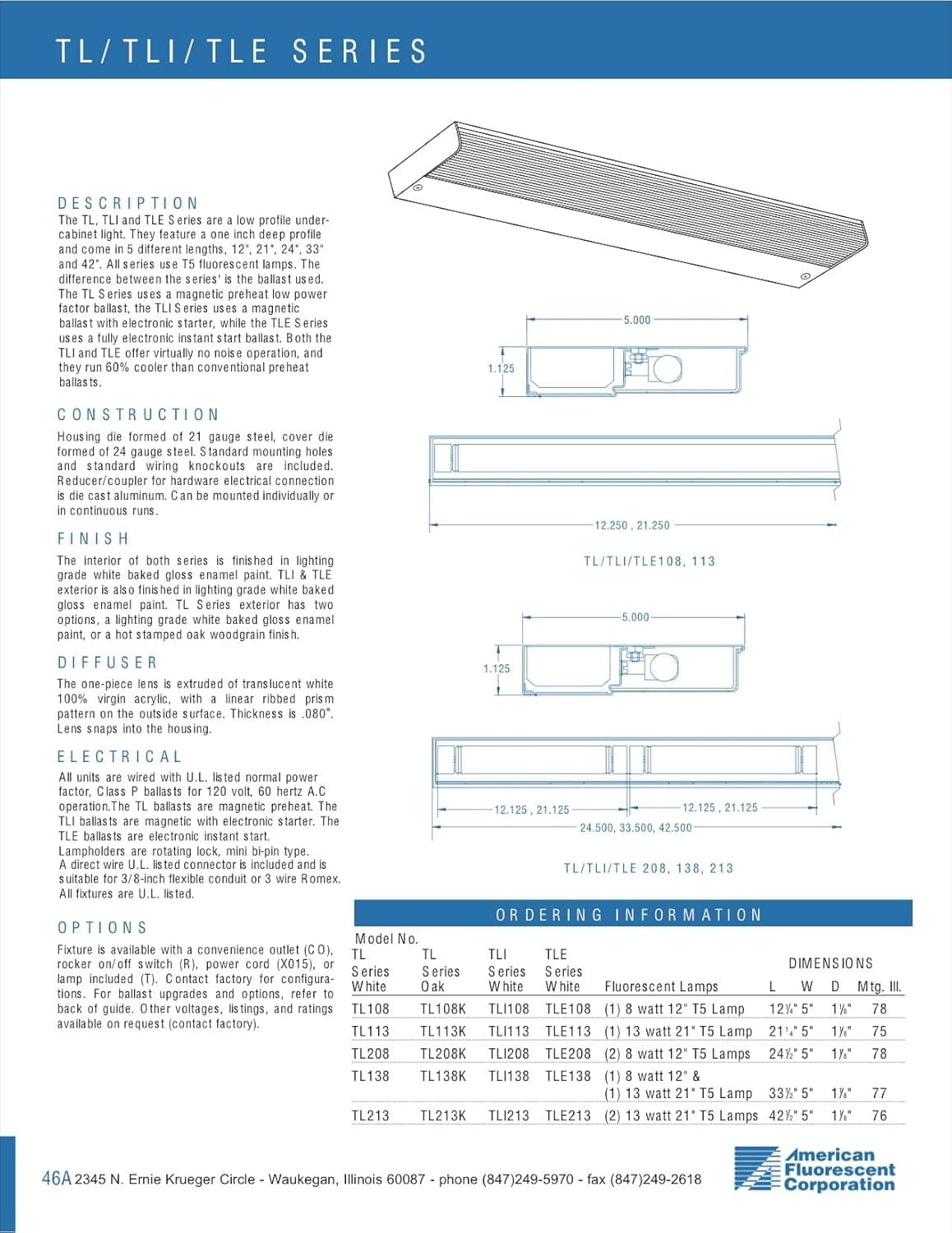 American Fluorescent TL208R 24" Slim Undercabinet