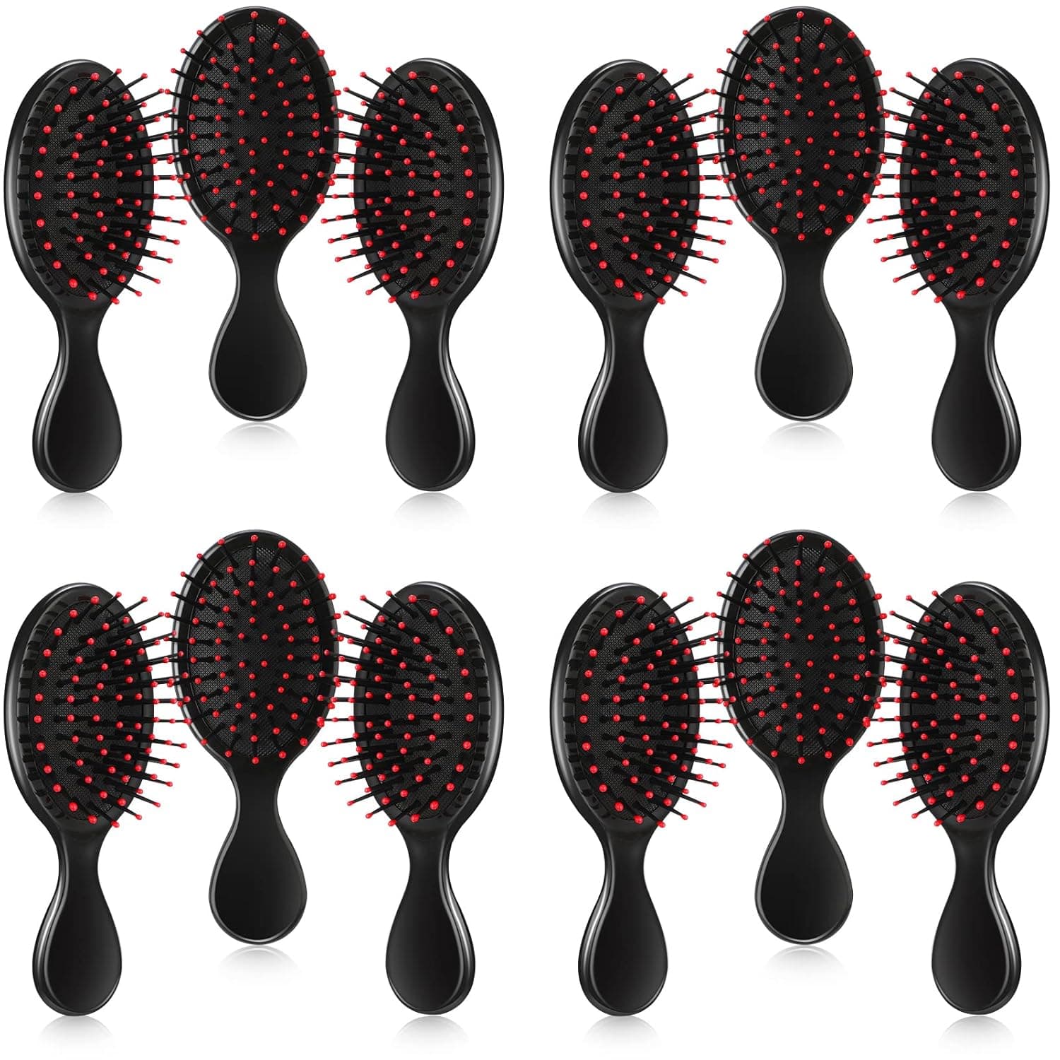 12 Pieces Mini Wet Hair Brush Travel Detangling Brush Soft Bristles Wet Dry Hair Brush Kids Hair Brush for Most Hair Types with Ease Knots Without Tears or Breakage (Vivid Colors)