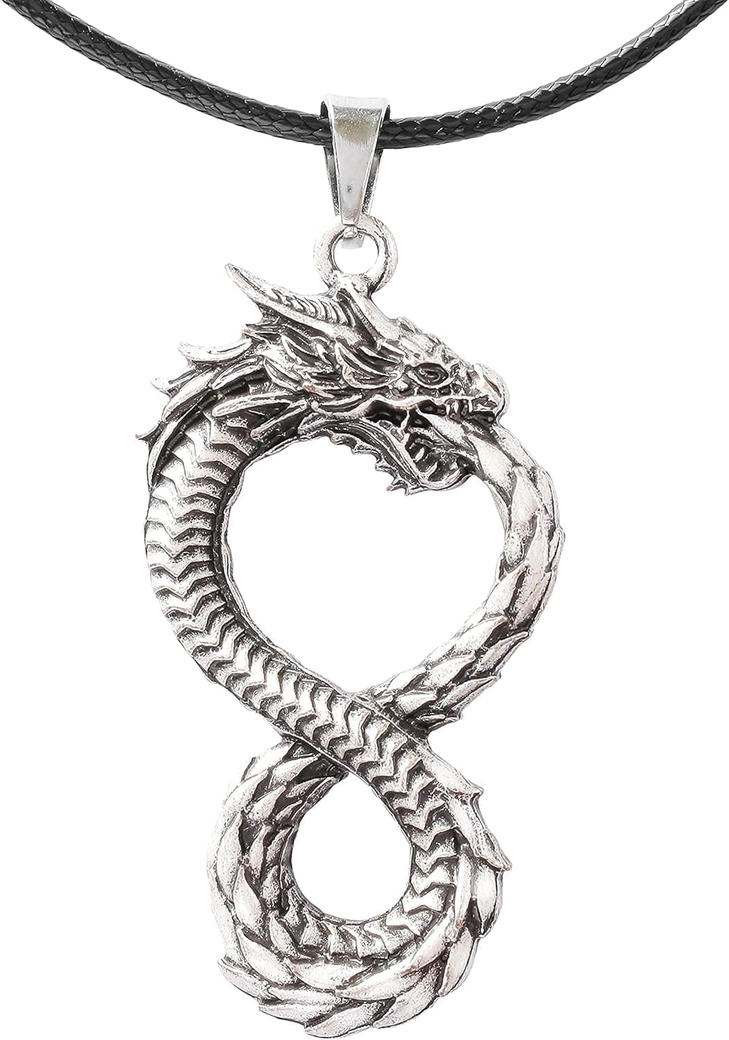 HAQUIL Dragon Necklace, Ouroboros Dragon Pendant, Dragon Jewelry Gift for Men and Women