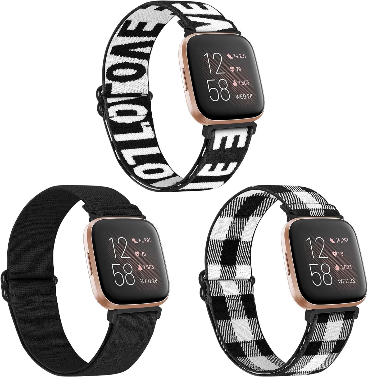 WNIPH Adjustable Elastic Watch Bands Compatible with Fitbit Versa/Versa Special Edition/Versa 2/Versa Lite Stretchy Nylon Strap Sports Loop Replacement Wristband for Women Men