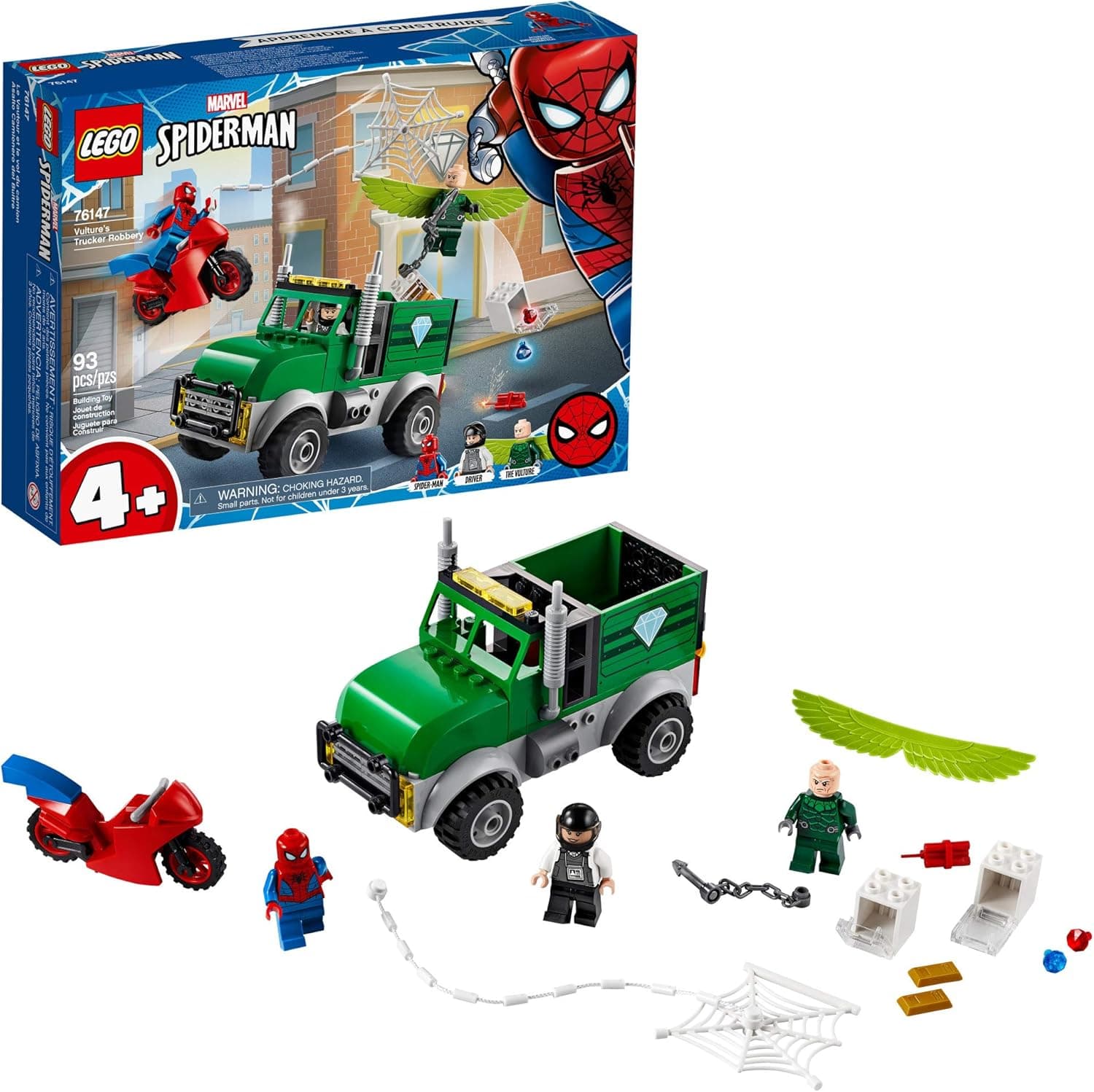 LEGO Marvel Spider-Man Vulture's Trucker Robbery 76147 Playset with Buildable Bank Truck Toy and Superhero Minifigures, New 2020 (93 Pieces)