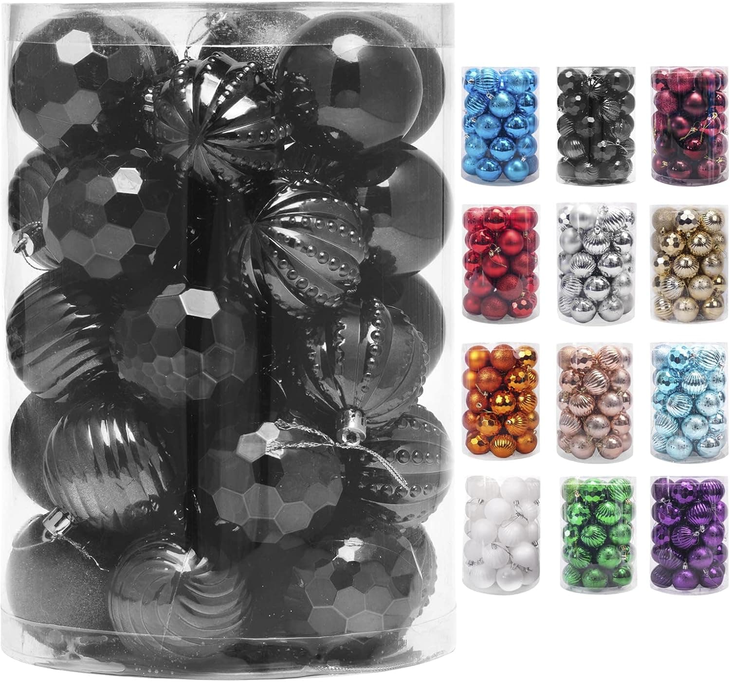 TOMAY Halloween Hanging Ornaments Shatterproof Christmas Balls Ornaments 20Pcs 3.15 Inch for Holiday Party Wreath Tabletop Tree Decorations, Black