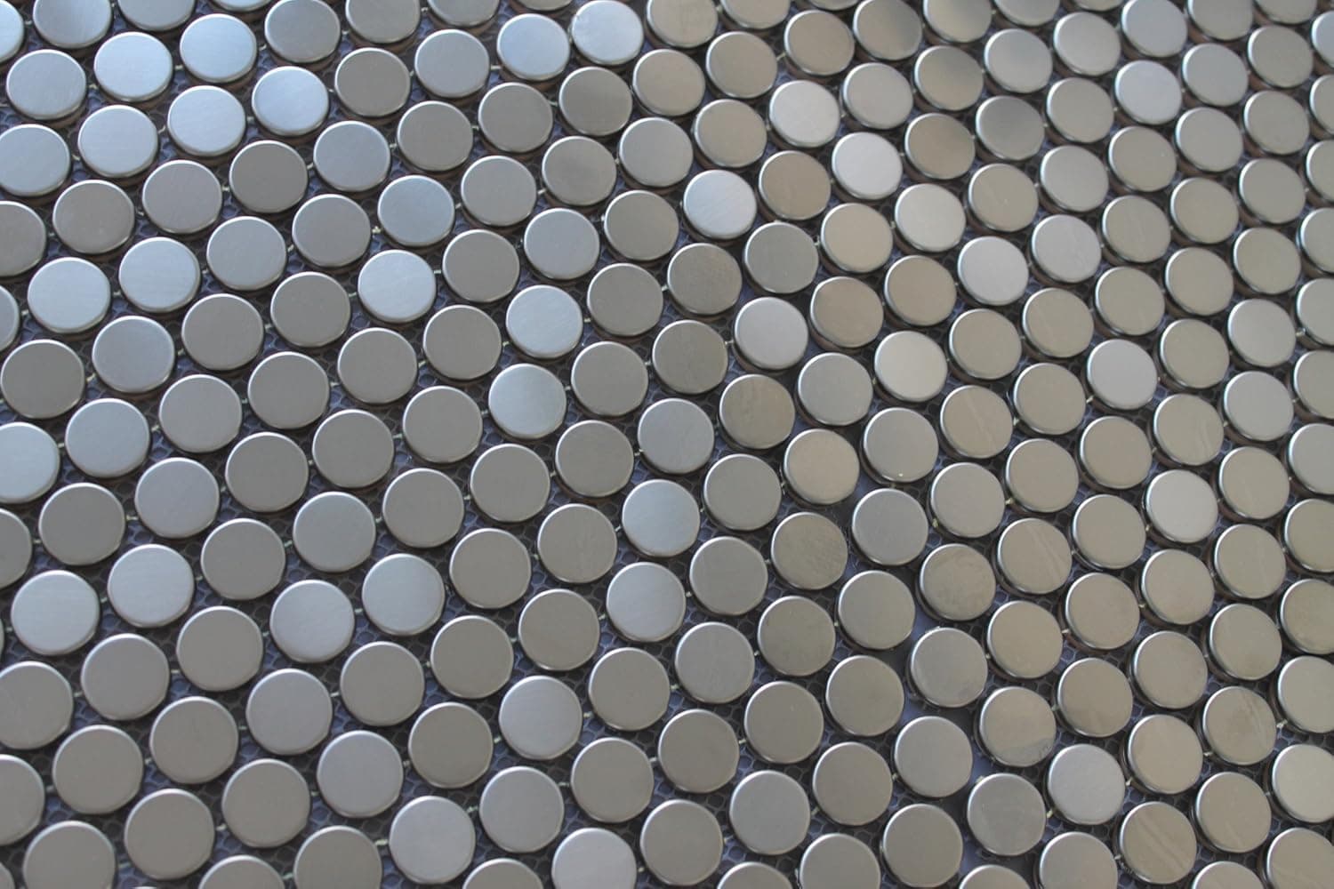 Small Sample - Stainless Steel Penny Round Mosaic Tiles