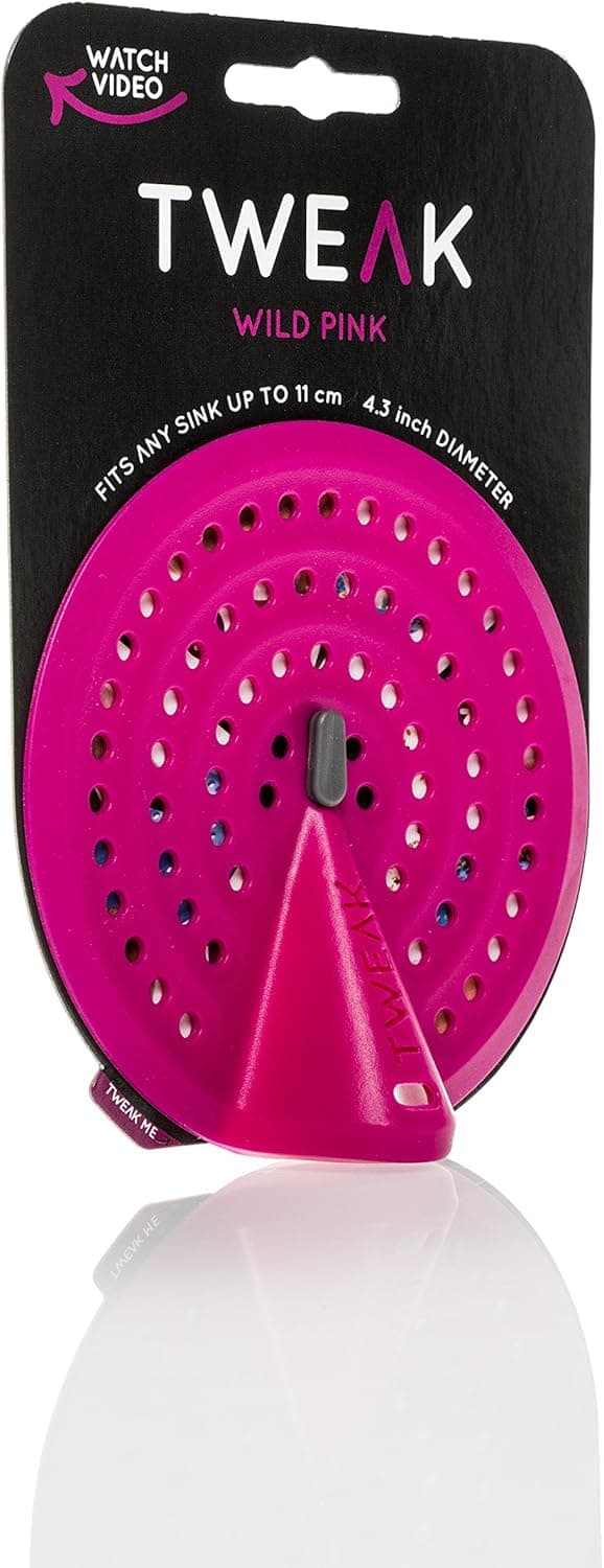 Original TWEAK Strainer - Flexible Kitchen Sink Strainer, Durable, Effective And Easy To Use. Made Of 100% Silicone, Fits Any Sink Up To 11 CM / 4.3 INCH Diameter (Wild Pink)