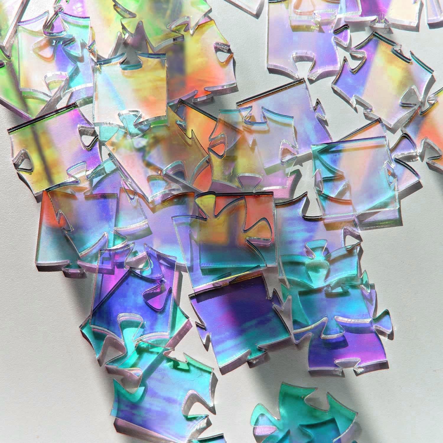 Waves Puzzle | Unique Iridescent Jigsaw Puzzle | Difficult Puzzles for Adults & Teenagers | 49 Piece Color Changing Acrylic Puzzle | Rompecabezas para Adultos | 8”x8” - Square